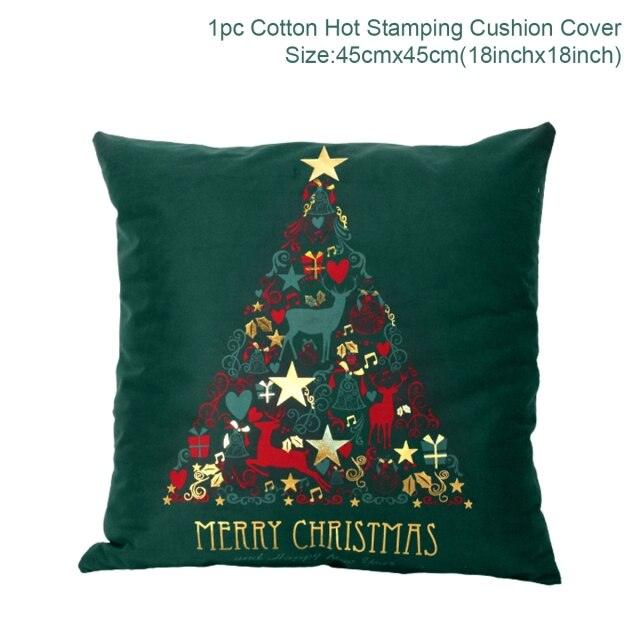 2022 Santa Claus Christmas Pillowcase Decor For Home Christmas Throw Pillow Covers Decorative Snowman Santa Claus Pillow Covers Linen Cushion Cover Couch Pillow Cases Merry Christmas Ornament Xmas Gifts 45x45CM Stevvex
