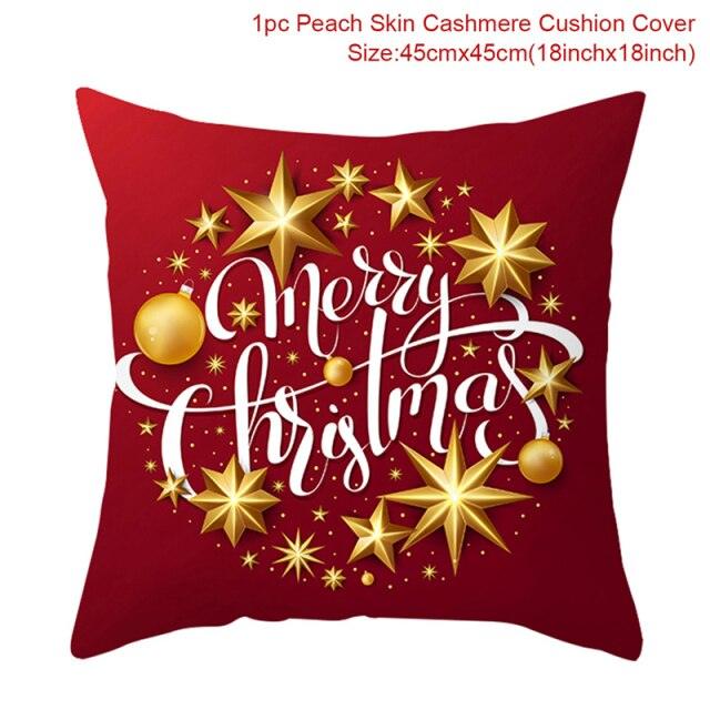 2022 Santa Claus Christmas Pillowcase Decor For Home Christmas Throw Pillow Covers Decorative Snowman Santa Claus Pillow Covers Linen Cushion Cover Couch Pillow Cases Merry Christmas Ornament Xmas Gifts 45x45CM Stevvex