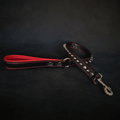 Black soft leather short spiked leash - SJB-DIAMOND ELITES