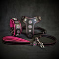 The ''Bijou'' SET -  Collar, Harness, Leash. Pink - SJB-DIAMOND ELITES
