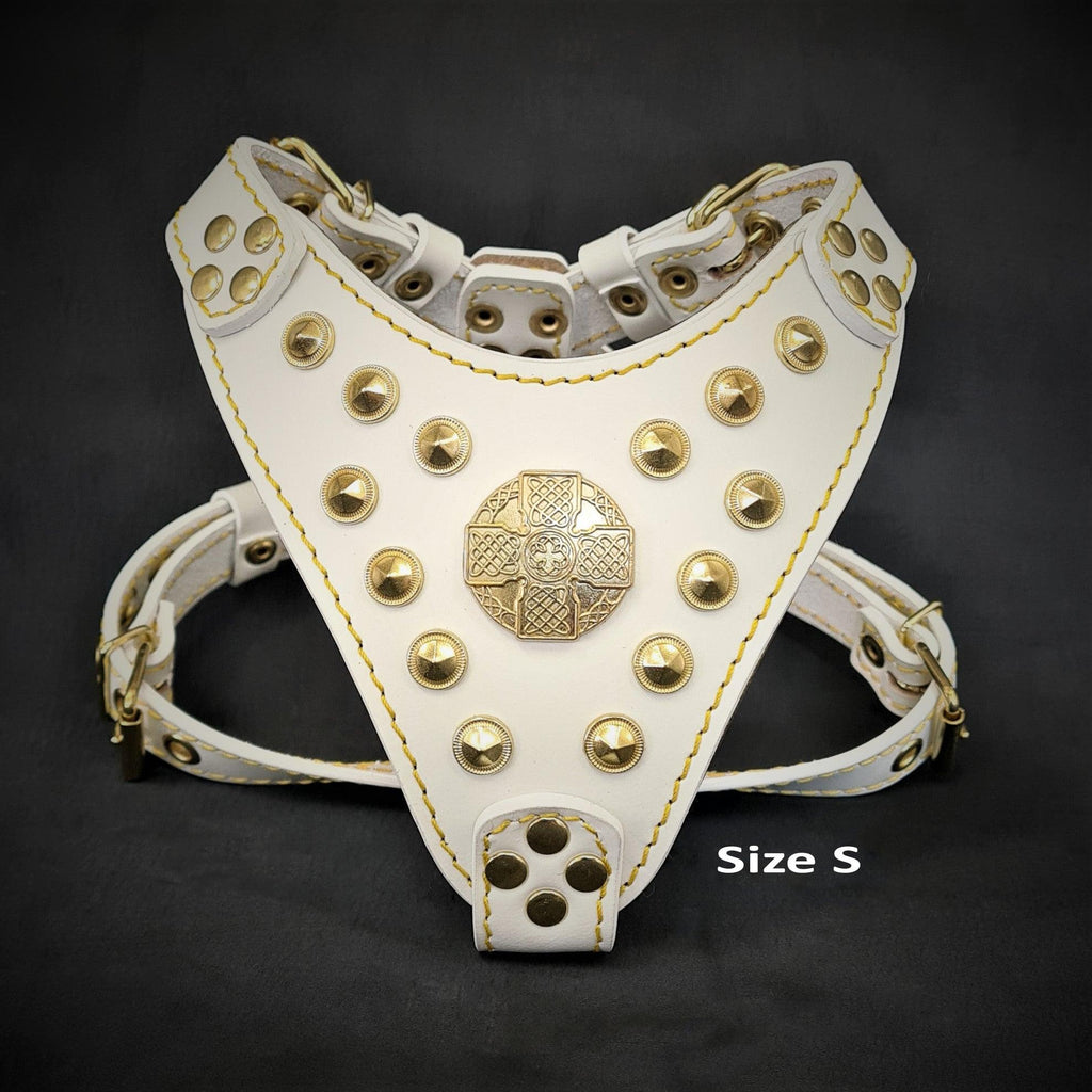 The ''Maximus'' harness White & Gold Small to Medium Size - SJB-DIAMOND ELITES