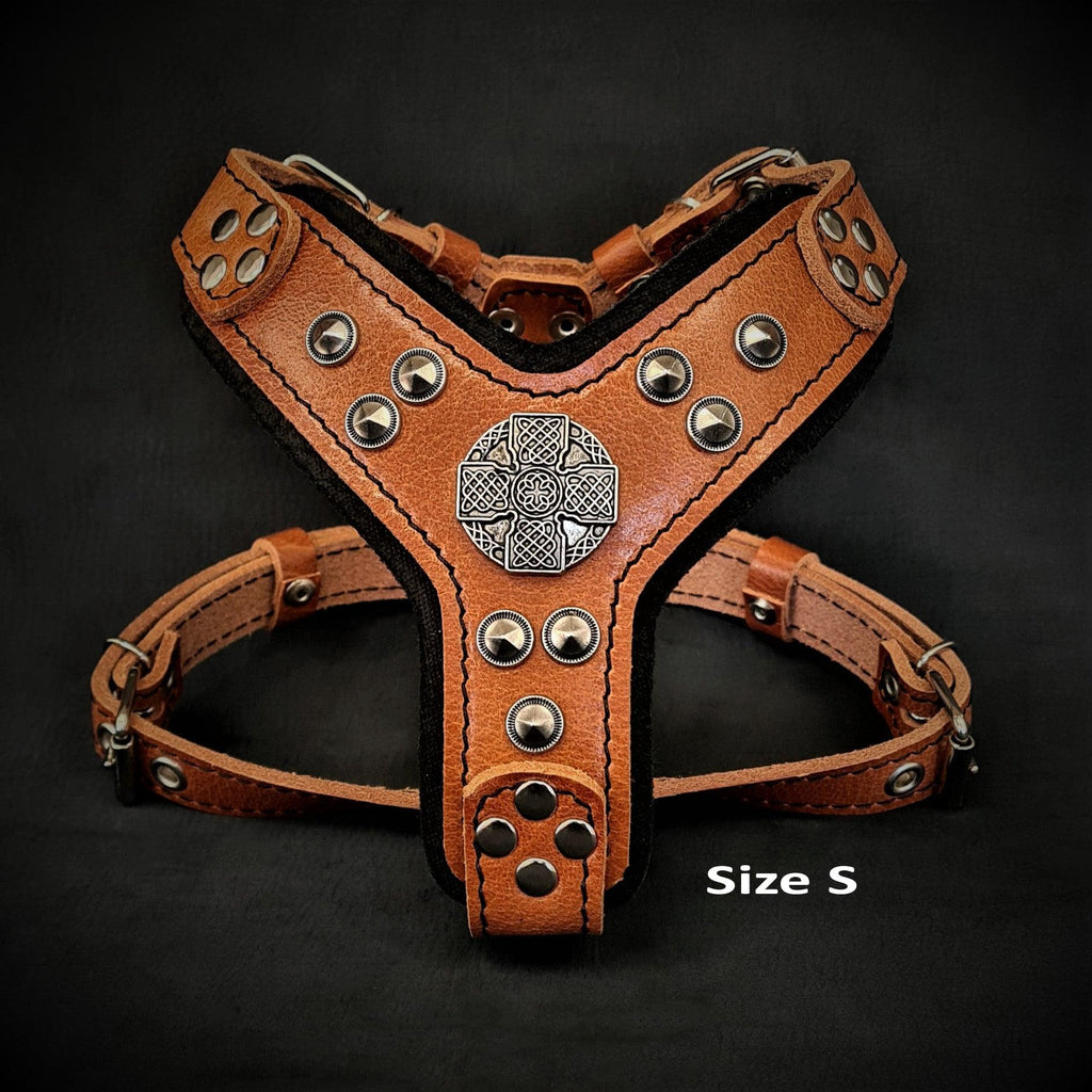 The ''Maximus'' harness brown & silver Small to Medium Size - SJB-DIAMOND ELITES