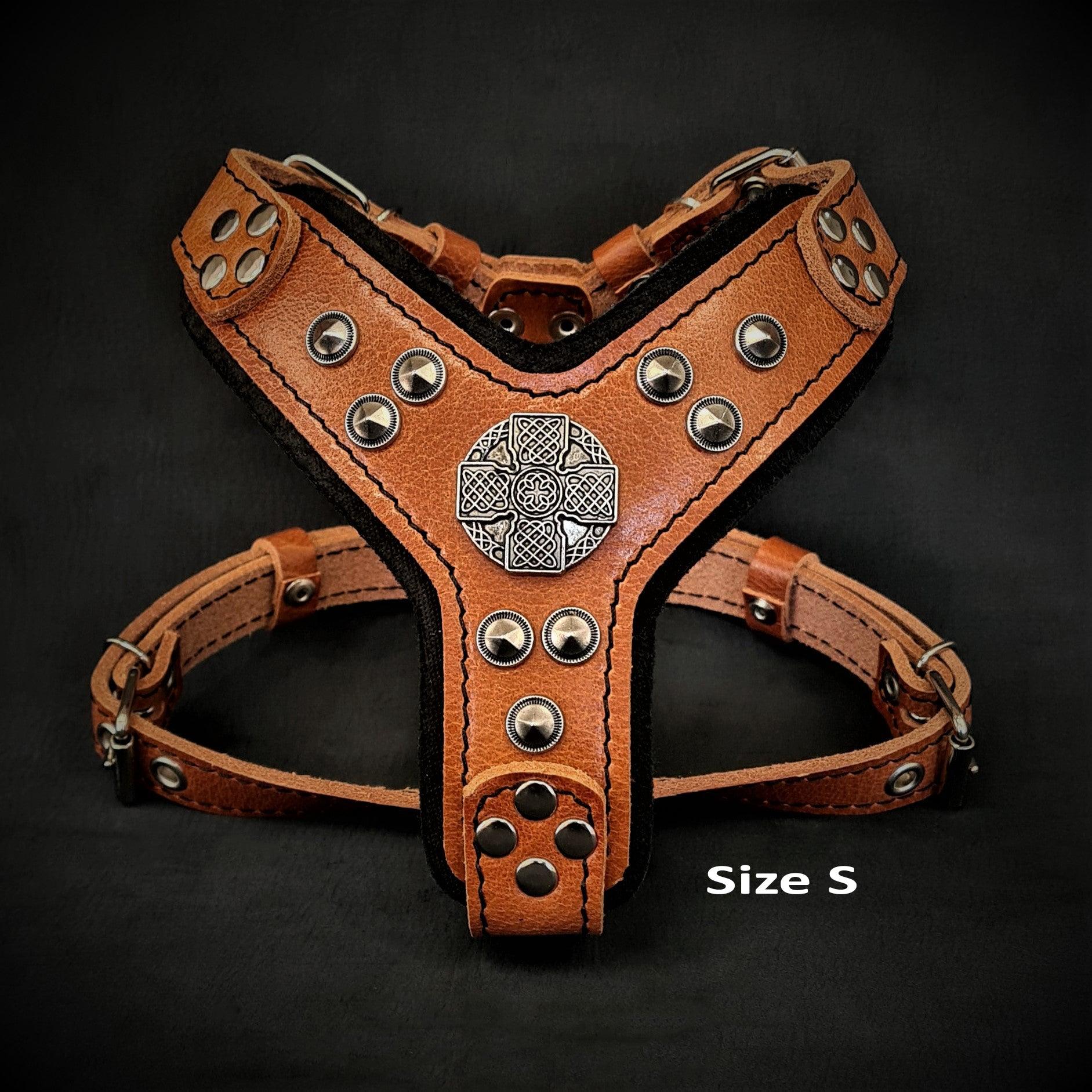 The ''Maximus'' harness brown & silver Small to Medium Size - SJB-DIAMOND ELITES