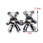 2023 2PCS Metal Dual Purpose Tighten Waist Button Cute Bear Adjustable Buckle Pins Brooches Women Pant Jeans Detachable Clip Detachable Waist Body Fit Tighten Buckles Adjustable Jean Buttons Pins for Loose Jeans