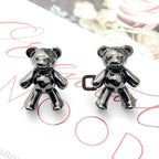 2023 2PCS Metal Dual Purpose Tighten Waist Button Cute Bear Adjustable Buckle Pins Brooches Women Pant Jeans Detachable Clip Detachable Waist Body Fit Tighten Buckles Adjustable Jean Buttons Pins for Loose Jeans