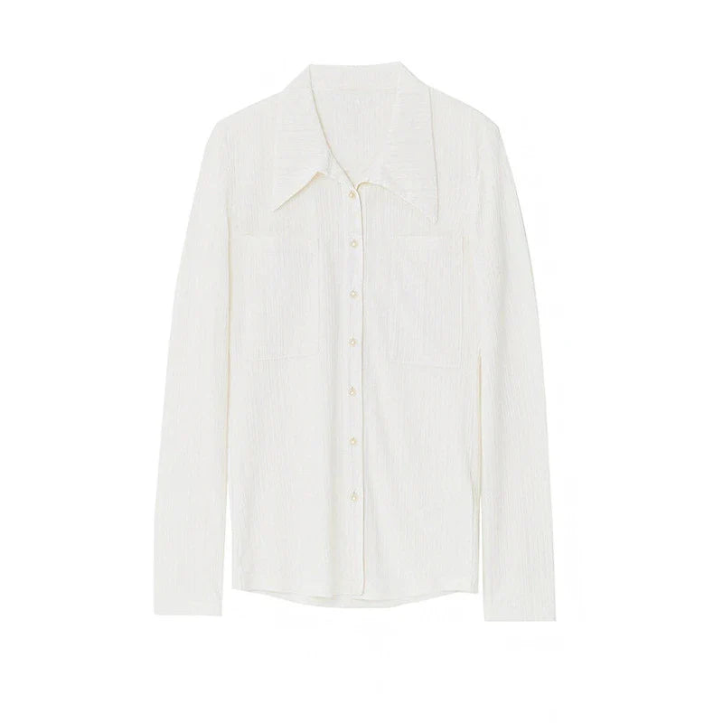 2025 Autumn Thin Women Slim Fit Point Collar Pocket Breathable Shirt New Style - SJB-DIAMOND ELITES