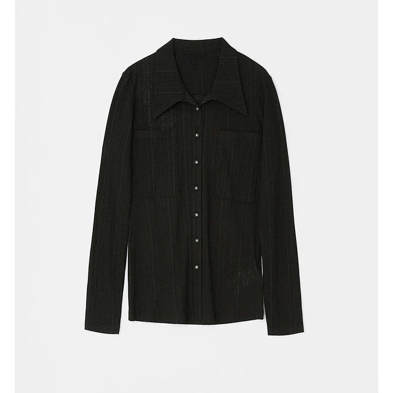 2025 Autumn Thin Women Slim Fit Point Collar Pocket Breathable Shirt New Style - SJB-DIAMOND ELITES
