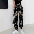 Women's Clothing Printing Loose Elastic Waist Lacing Comfortable Spring Summer Thin Straight Pockets Casual Harem Pants - SJB-DIAMOND ELITES