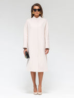 Band Collar Wool Blend Coat in Ivory - SJB-DIAMOND ELITES