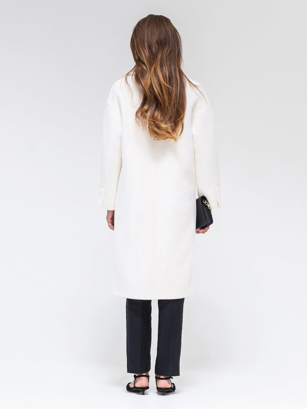 Eco Fur Wool Blend Coat in White - SJB-DIAMOND ELITES