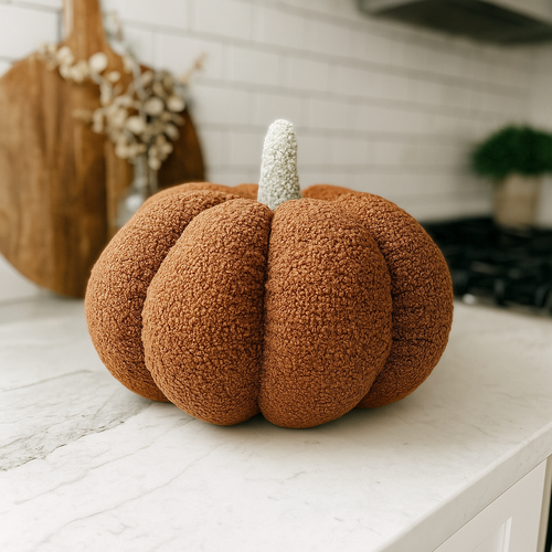 Plush Pumpkin Throw Pillow Decorative Fall Pillow Soft Cuddle Pumpkin Decor BandsCo Straps
