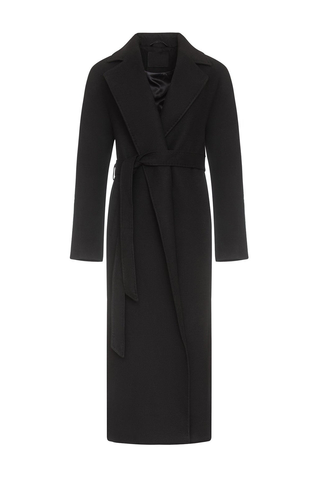 Pre-Order. Re-Stock Ships February 2026. Cambridge Comfort Wraparound Wool Cashmere Coat in Black