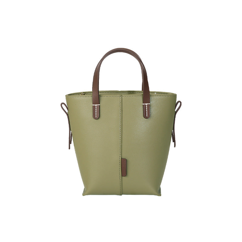 Genuine leather Simple tote bag for women elegant satchel purse antique tone SHOMICOBOUTIQUE