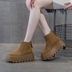 Short Leather Warm Women's Shoes Pi-Mart
