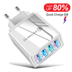 USB Charger Quick Charge 3.0 4 Phone Adapter For Tablet Portable Wall Mobile Charger Fast Charger Pi-Mart
