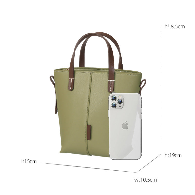 Genuine leather Simple tote bag for women elegant satchel purse antique tone SHOMICOBOUTIQUE
