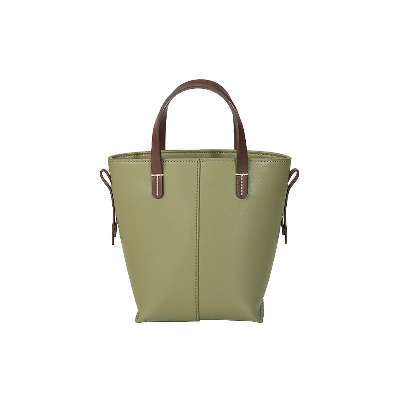 Genuine leather Simple tote bag for women elegant satchel purse antique tone SHOMICOBOUTIQUE