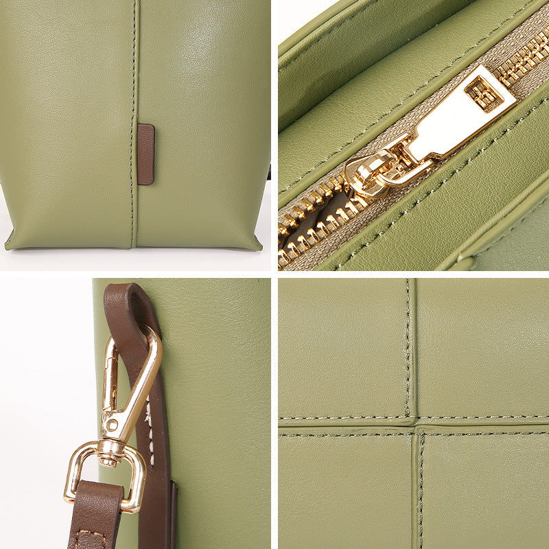 Genuine leather Simple tote bag for women elegant satchel purse antique tone SHOMICOBOUTIQUE