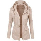 Women's fashion solid color lapel biker jacket Pi-Mart