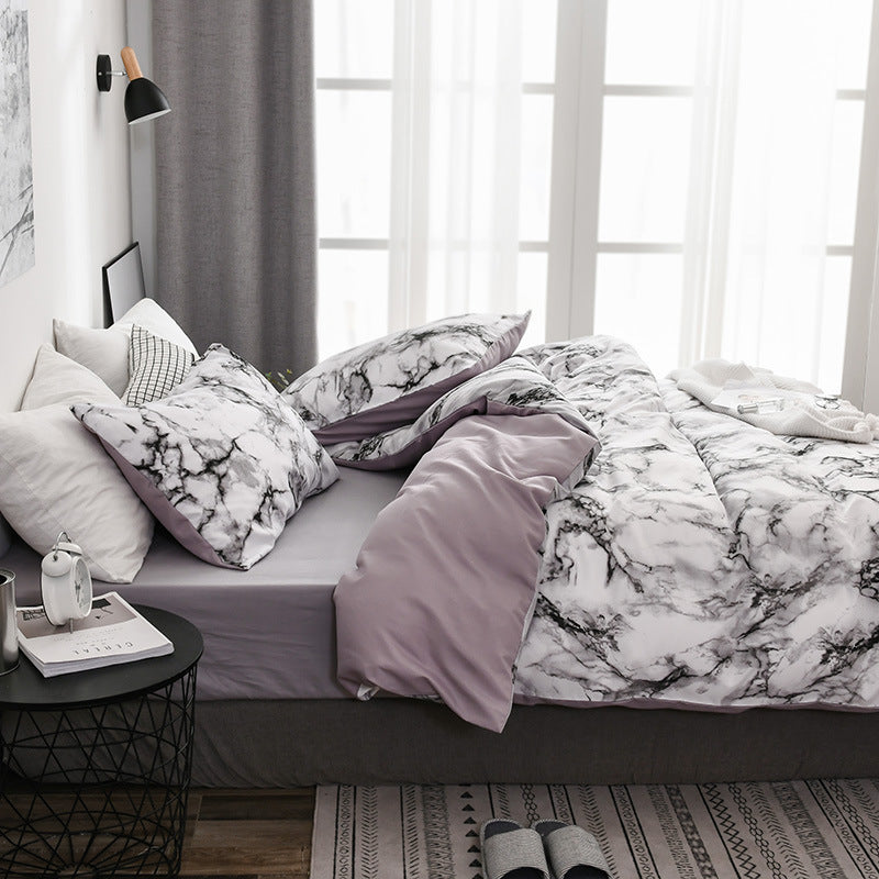 Marble patterned plain duvet cover sheets Pi-Mart
