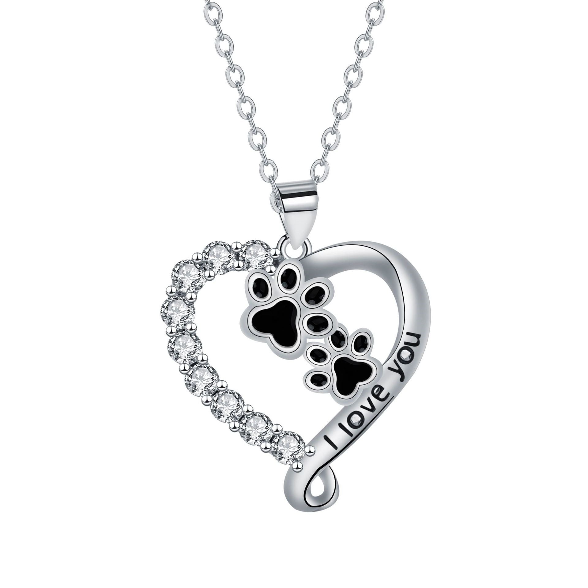 Heart-shaped Pendant Cute Dog's Paw Necklace For Women Pi-Mart
