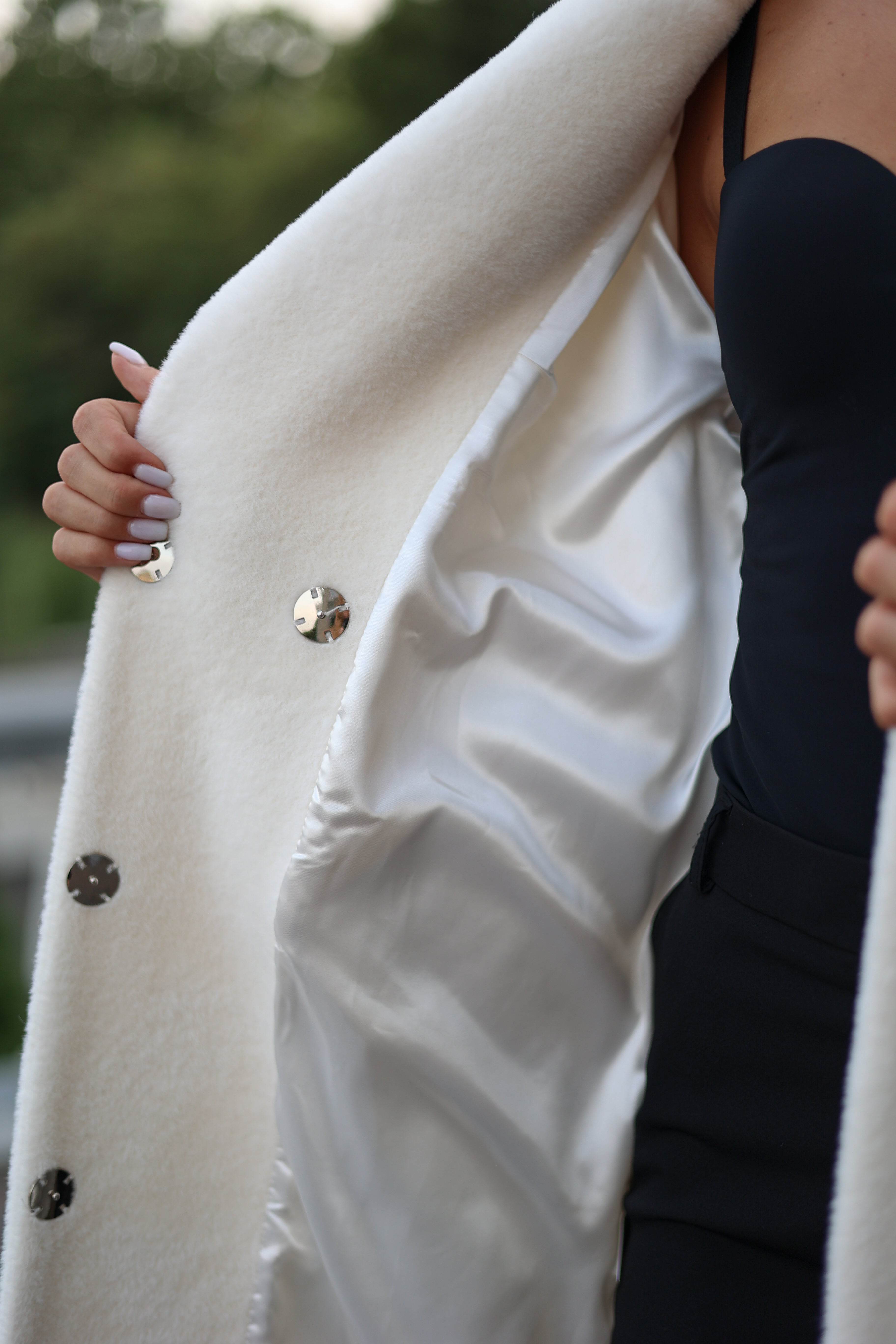 Eco Fur Wool Blend Coat in White - SJB-DIAMOND ELITES