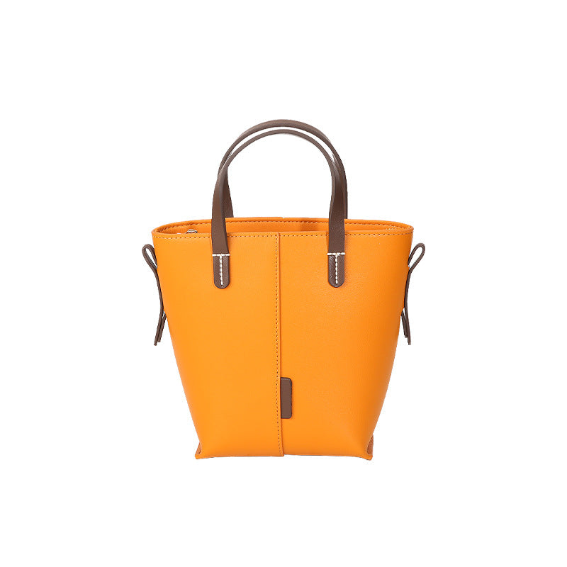 Genuine leather Simple tote bag for women elegant satchel purse antique tone SHOMICOBOUTIQUE