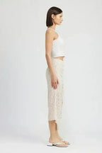 RUCHED LACE SKIT WITH HIGH SLIT