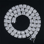 Full bar zircon square men's necklace Pi-Mart