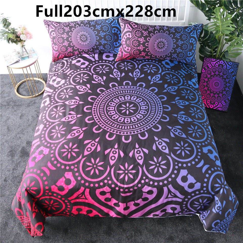 Purple crochet quilt cover three-piece bedding set Pi-Mart