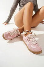 Dusk Blue Suede Sneakers - Two-Tone Lace-Ups - Wholesale Comfort Shoes
