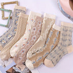9-Pair Elegant Floral Print Mid-Tube Socks - Soft & Breathable Fabric - Perfect for Casual & Dressy Occasions Lootquake LLC