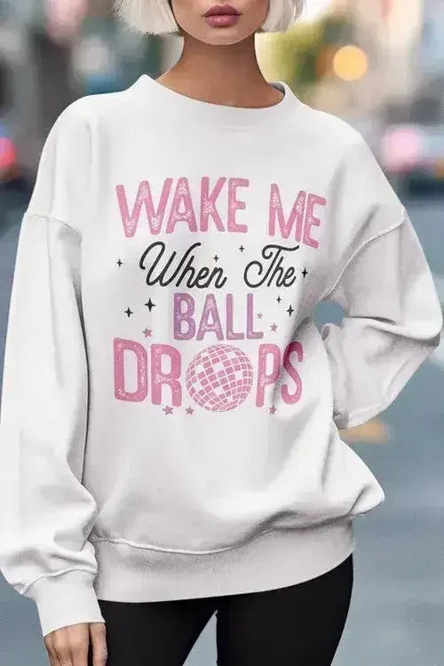 New Year Saying Graphic Fleece Sweatshirt