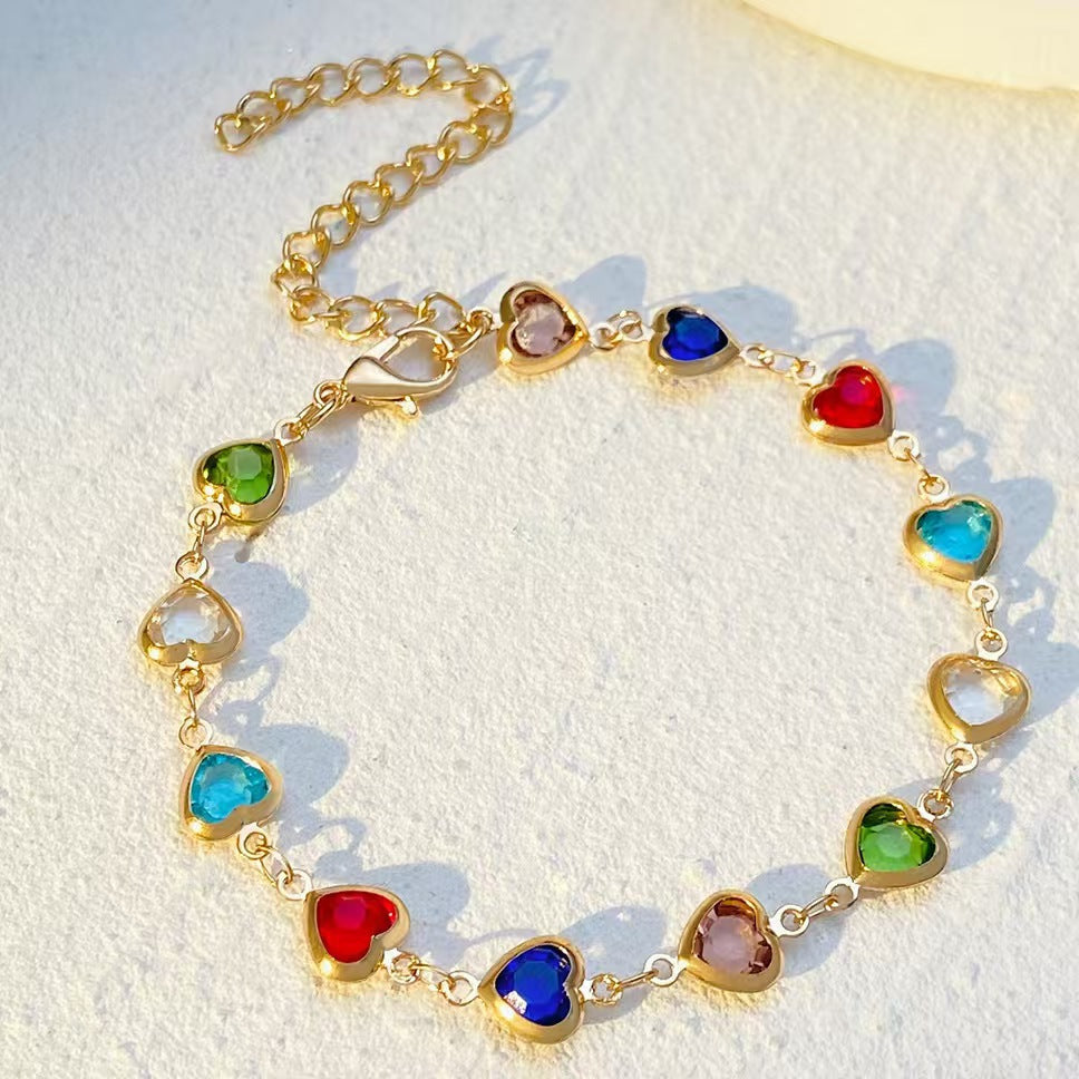 Dopamine Jewelry All-Match Colorful Heart-Shaped Bracelet For Women Pi-Mart