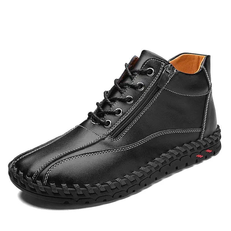 Autumn And Winter Mid-top Work Shoes Side Zipper Casual