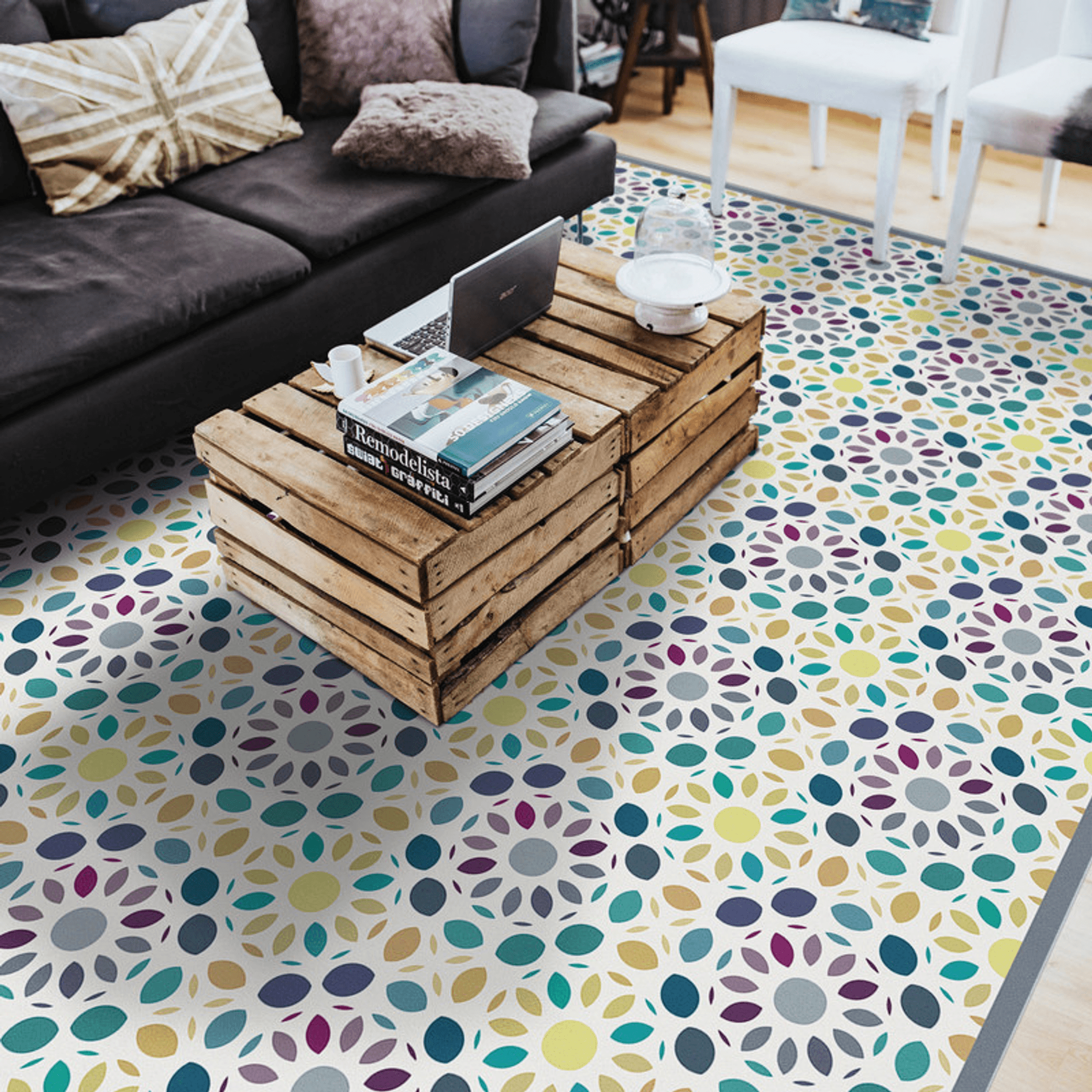 Bali Multi-Colour Mosaic Non-Slip Vinyl Rug For Indoor/Outdoor Use Lootquake LLC