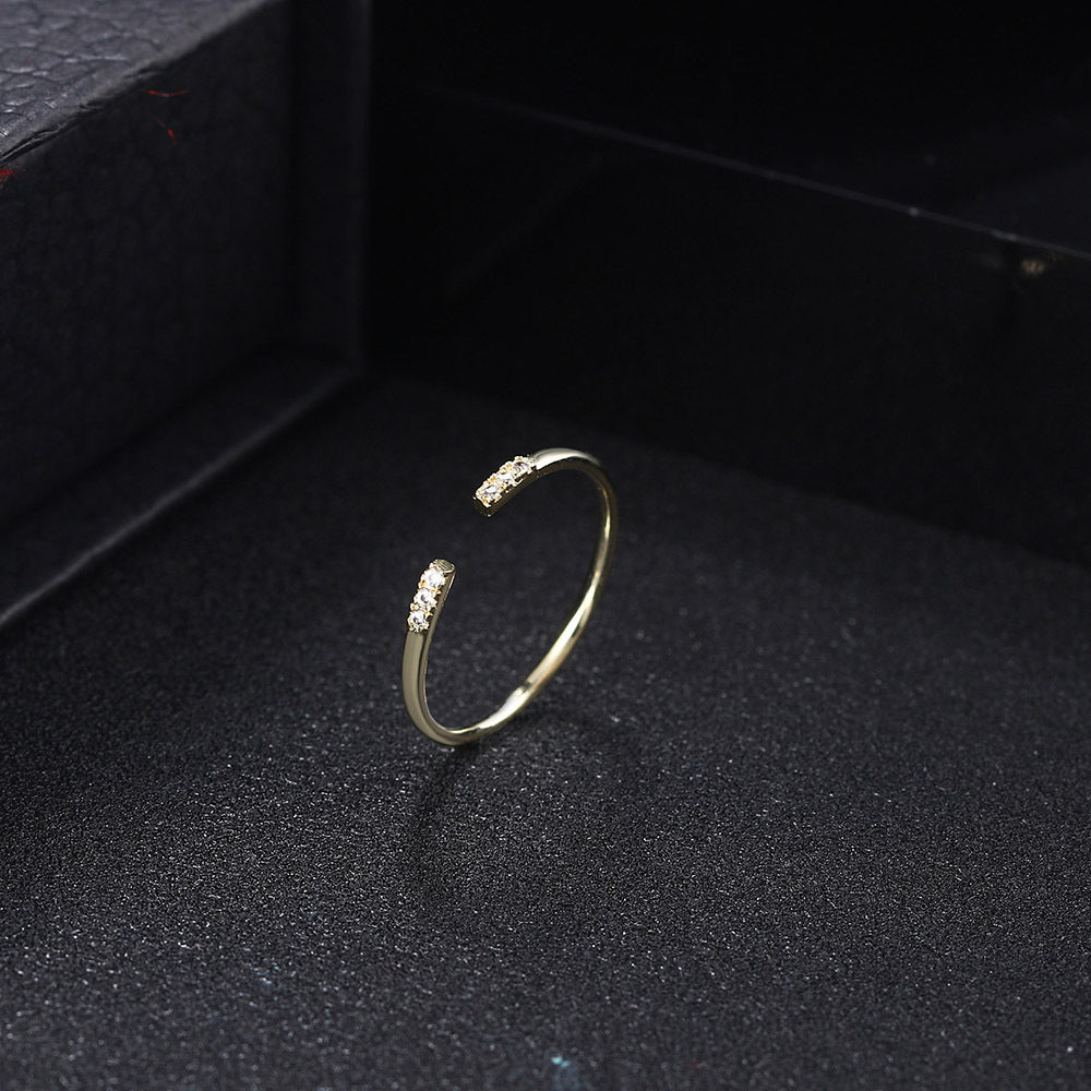 European And American Simple Carbink Thin Open-end Bangle Ring