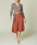 Bamboo Flared Skirt – Organic Mid-Length with Shirring