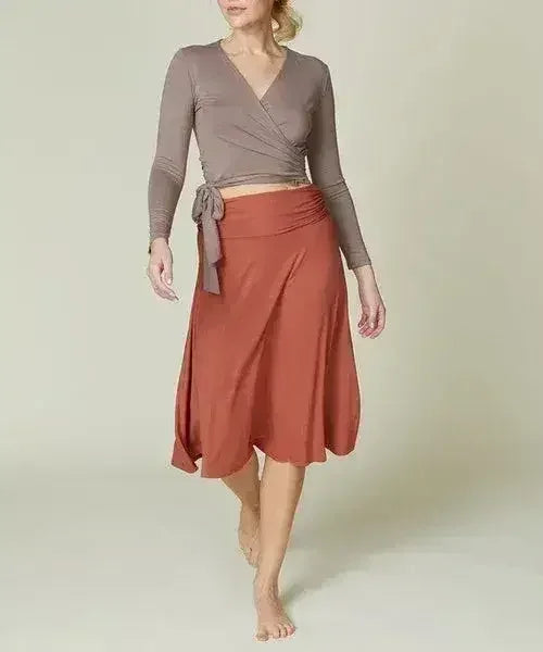 Bamboo Flared Skirt – Organic Mid-Length with Shirring