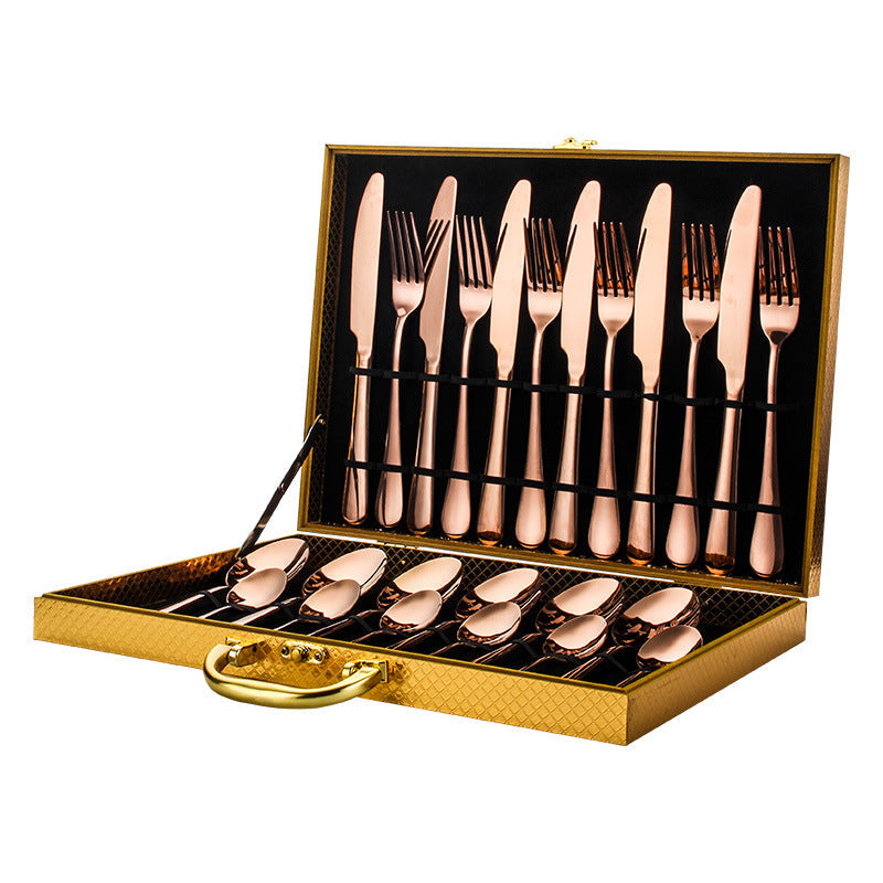 24-Piece Stainless Steel Tableware Set - One-Piece Molded Knife Fork Spoon Collection Pi-Mart