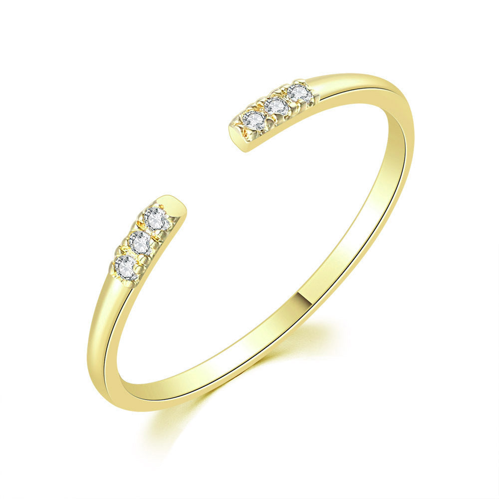 European And American Simple Carbink Thin Open-end Bangle Ring