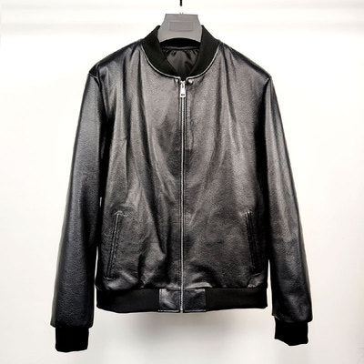 Sheepskin leather jacket motorcycle Pi-Mart