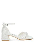Pearl Bridal Sandals - Low Heel Satin Shoes - Wedding Party Comfort