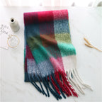 New Luxury Winter Soft Head Wraps Plaid Scarf Shawls Cashmere  Warm Cashmere Scarves Rainbow For Women Stevvex