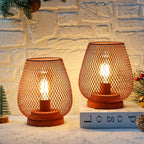 6.7'' Tall Metal Cage Shape Cordless Table Lamp Battery Lanterns (Set of 2) Lootquake LLC