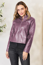 Women Classic Neck Zip-Up Jacket For Everyday Wear Elegant Girls Jacket Stevvex