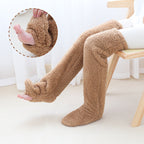 Over Knee High Fuzzy Long Socks Winter Warm Cold Leg Knee Joint Cold-proof Stockings Home Floor Sleeping Socks Pi-Mart