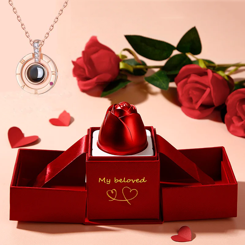 Hot Valentine's Day Gifts Metal Rose Jewelry Gift Box Necklace For Wedding Girlfriend Necklace Gifts Pi-Mart