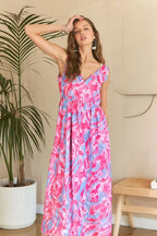 New Summer Abstract Floral V-Neck Maxi Dress – Elegant, Artistic Print, Flattering Silhouette, Sophisticated Glamour Stevvex