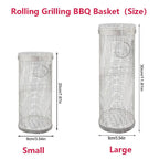 20cm/30cm BBQ Basket Stainless Cylindrical Rolling Grilling Baskets Portable Barbecue Rack For Grill For Fish Shrimp Meat Fries BBQ Grill Basket Rolling Grilling Basket Stainless Steel Grill Mesh Barbeque Grill Accessories Stevvex